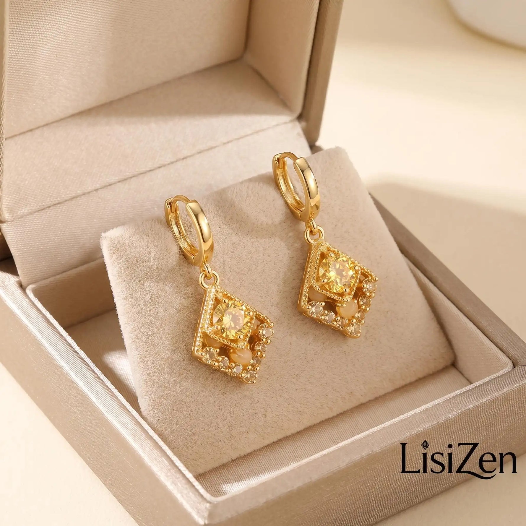 Crystal Diamond-Shaped Earrings