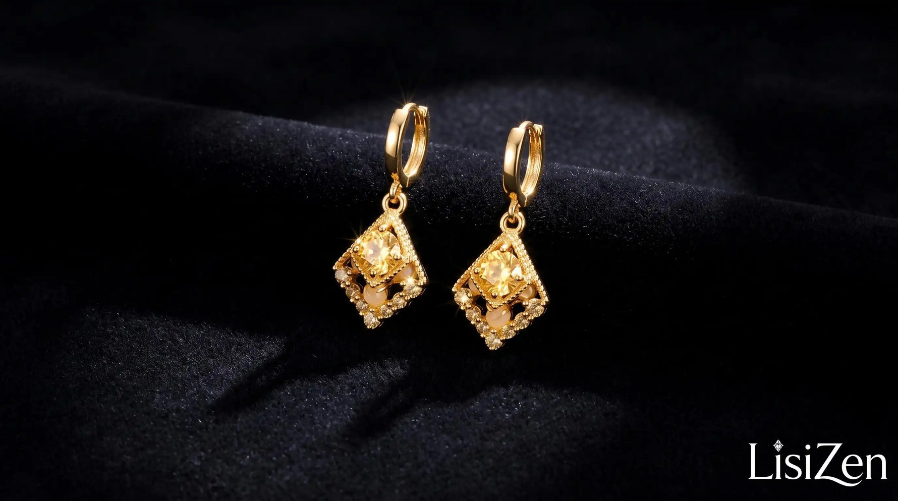 Crystal Diamond-Shaped Earrings