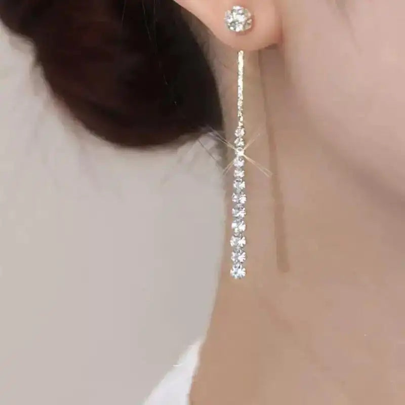 Crystal Double-Wear Long Tassel Drop Earrings