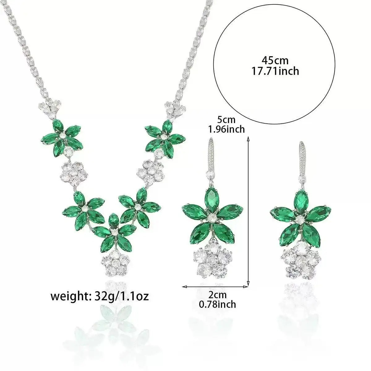 Crystal Emerald Plum Blossom Collar Necklace