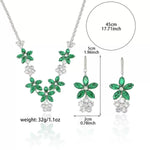 Crystal Emerald Plum Blossom Necklace