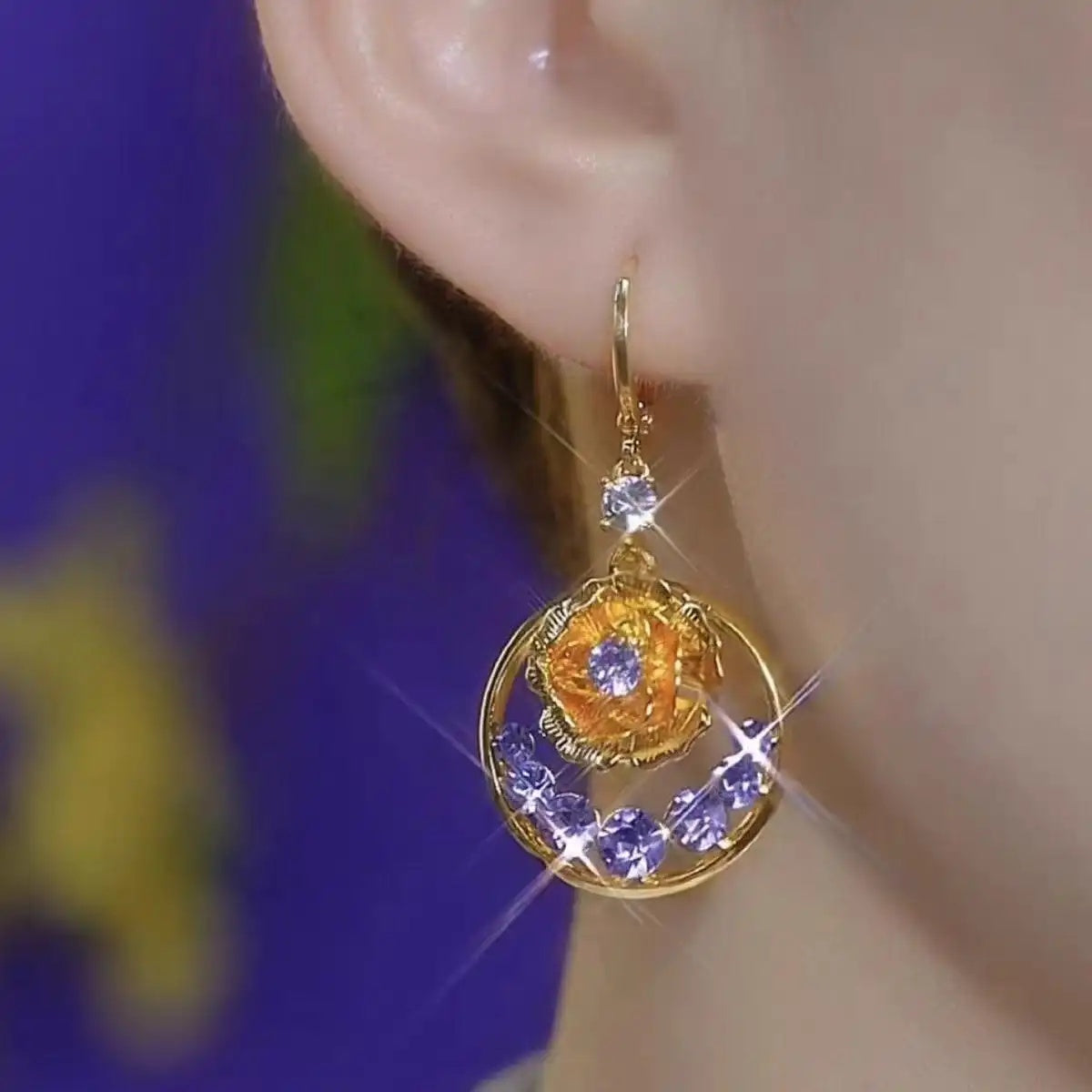 Crystal Exaggerated Round Hoop Earrings