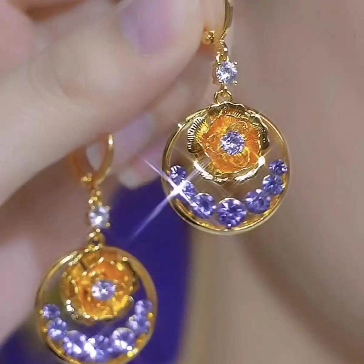 Crystal Exaggerated Round Hoop Earrings