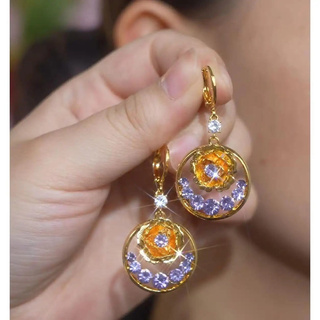Crystal Exaggerated Round Hoop Earrings