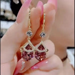 Crystal Fan-Shaped Minimalist Irregular Purple Drop Earrings