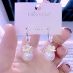 Crystal Floral Bead Drop Earrings