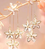 Crystal Flower 2-In-1 Tassel Drop Earrings