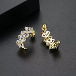 Crystal Flower C-Shaped Earrings