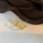 Crystal Flower C-Shaped Earrings