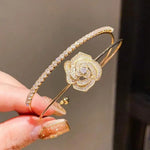 Crystal Flower Double-Layer Open Retro Bracelet