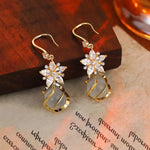 Crystal Flower Ear Hooks French Earrings