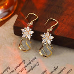 Crystal Flower Ear Hooks French Earrings