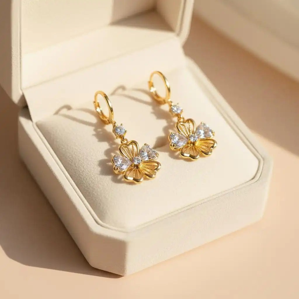 Crystal Flower Hook Earrings