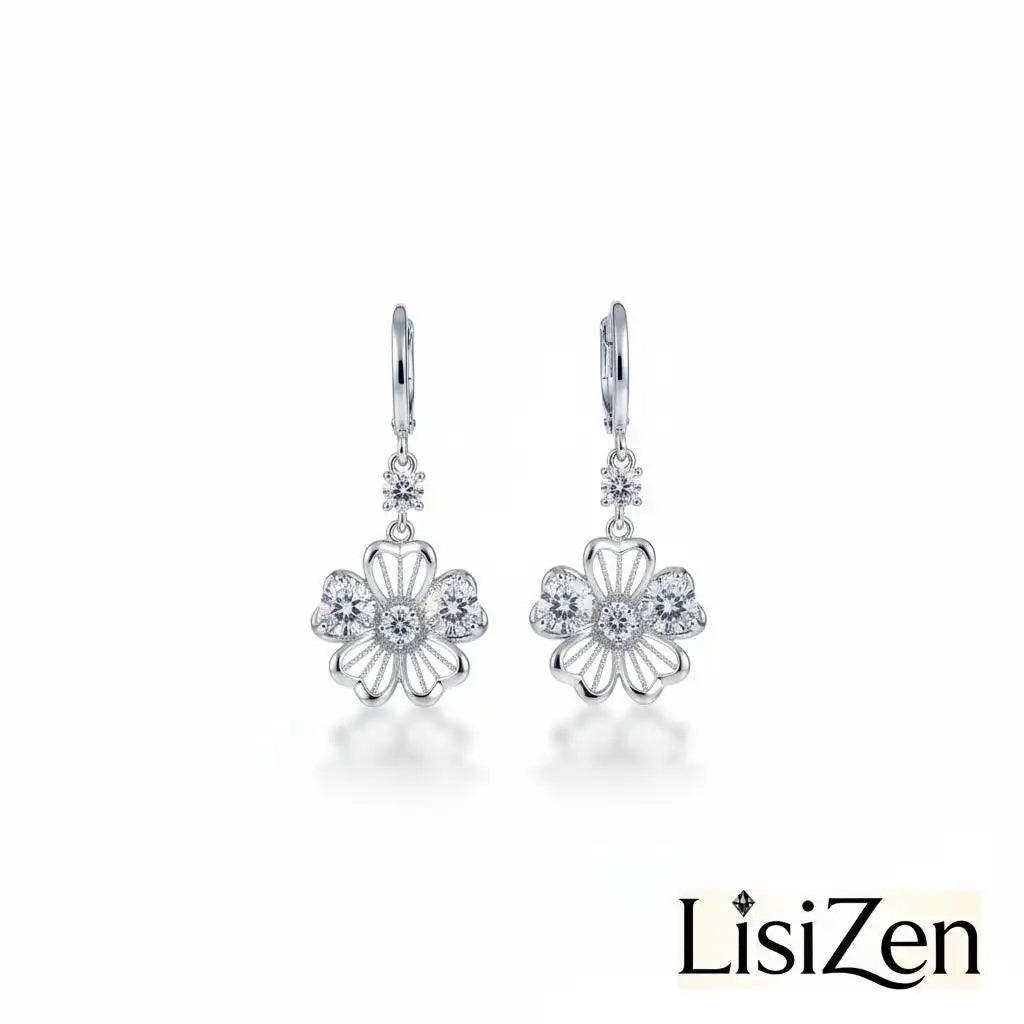 Crystal Flower Hook Earrings