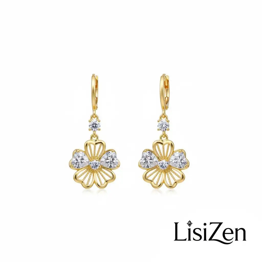 Crystal Flower Hook Earrings