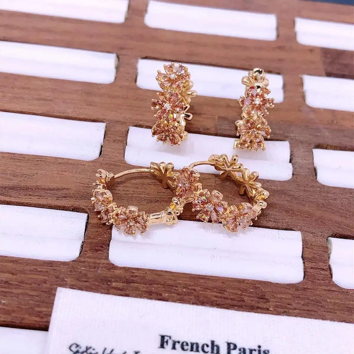 Crystal Flower Hoop Earrings