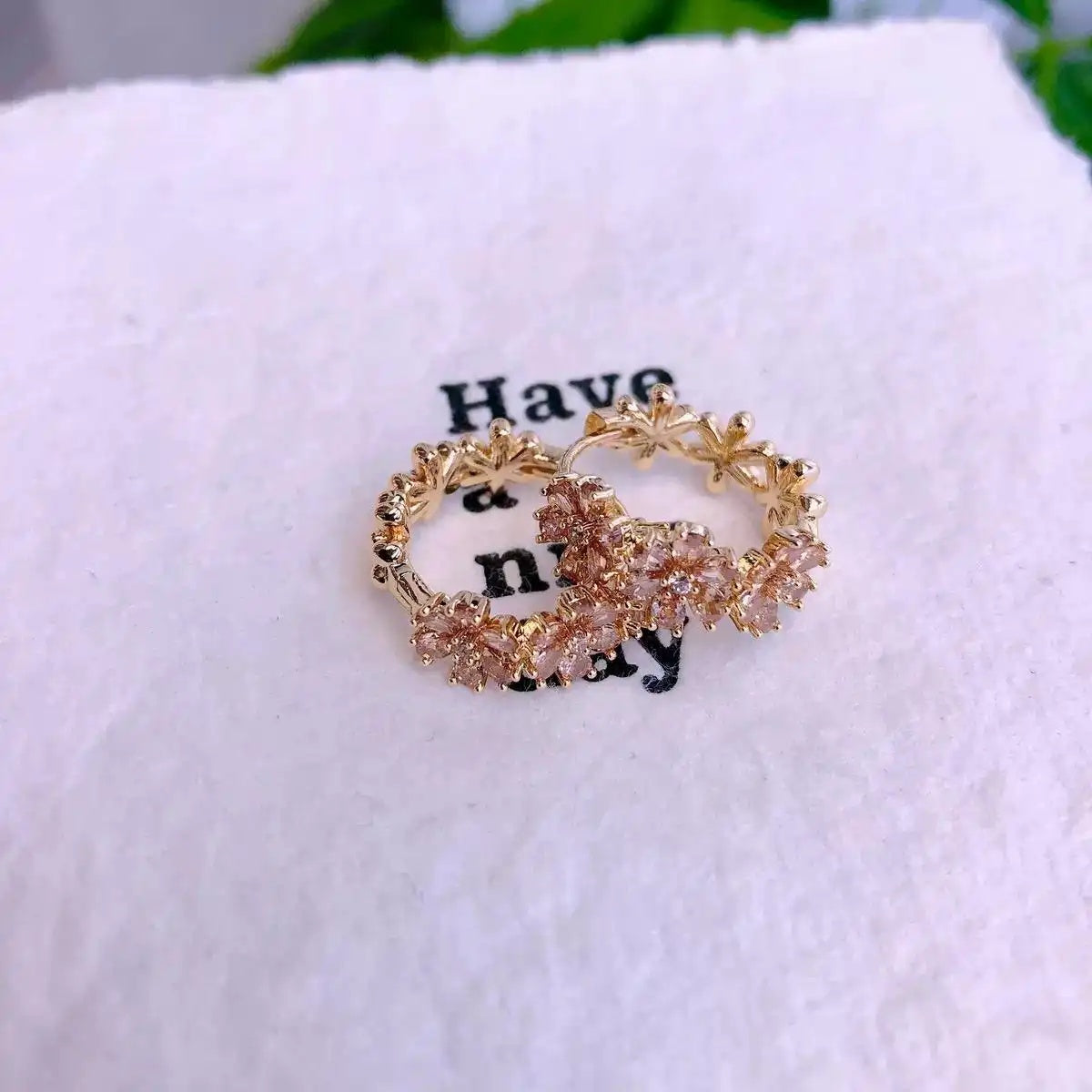 Crystal Flower Hoop Earrings