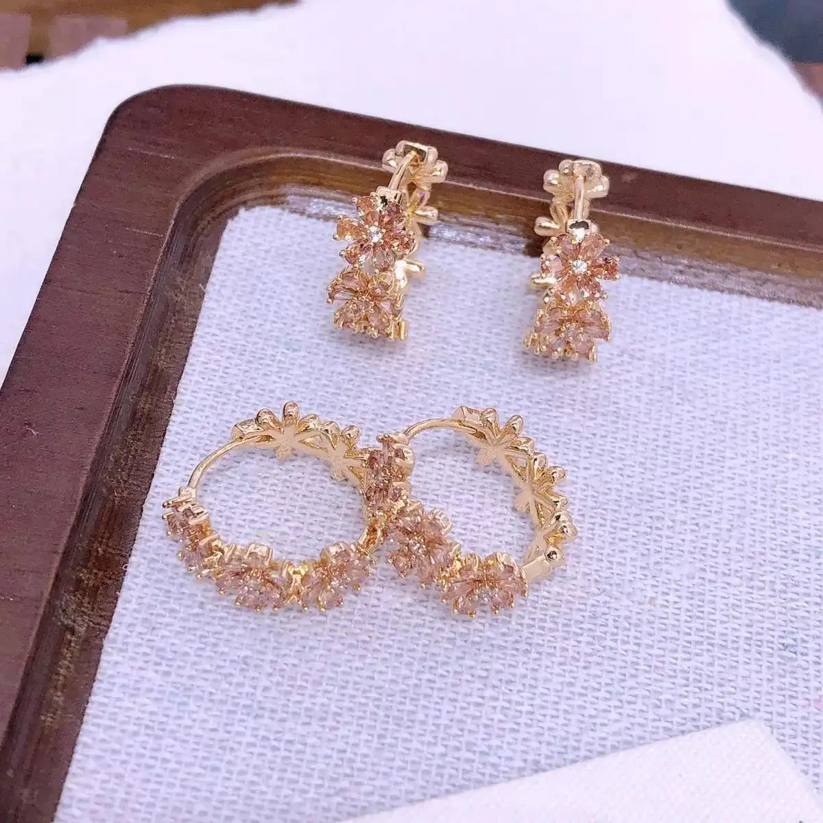 Crystal Flower Hoop Earrings