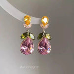 Crystal Flower Leaf Teardrop Craft Drop Earrings