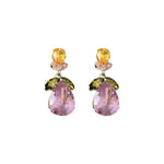 Crystal Flower Leaf Teardrop Craft Drop Earrings