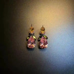 Crystal Flower Leaf Teardrop Craft Drop Earrings