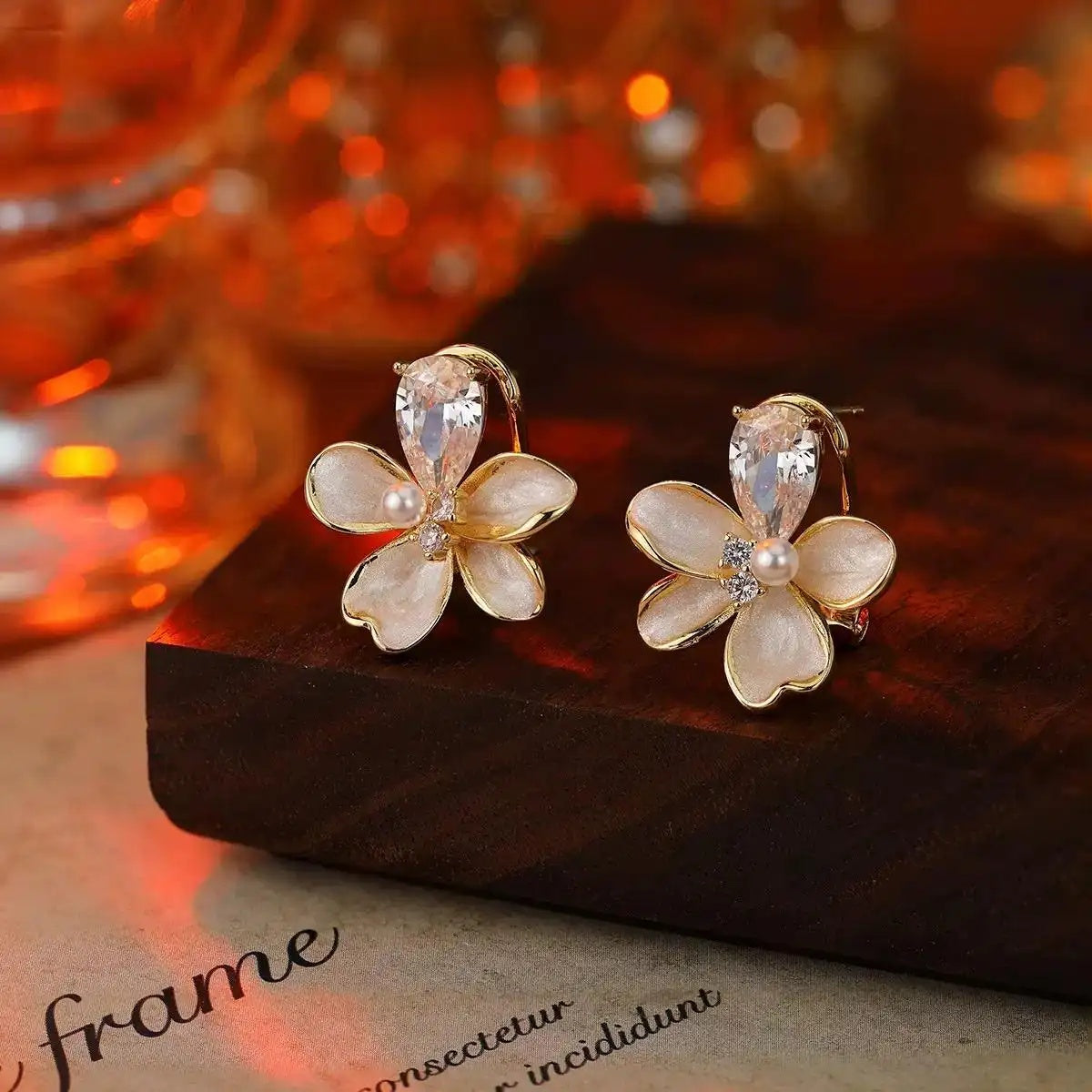 Crystal Flower Minimalist Earrings