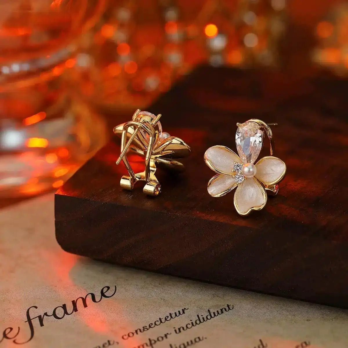 Crystal Flower Minimalist Earrings