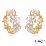 Crystal Flower Retro Ear Cuffs