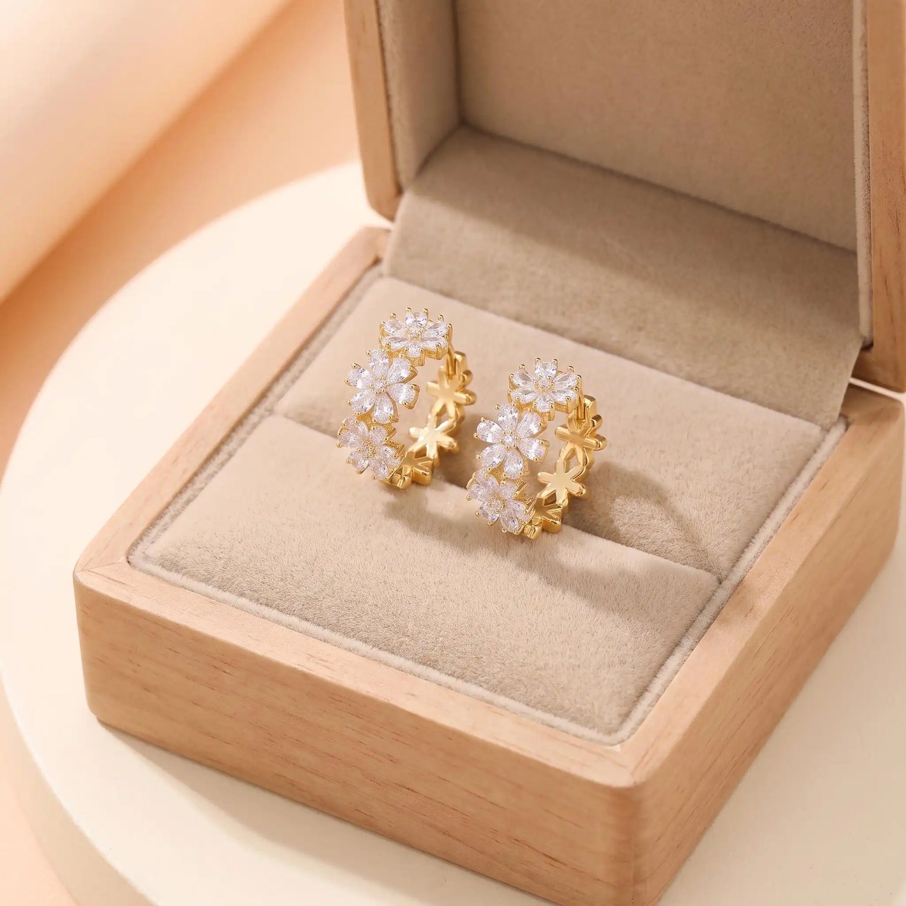 Crystal Flower Retro Ear Cuffs