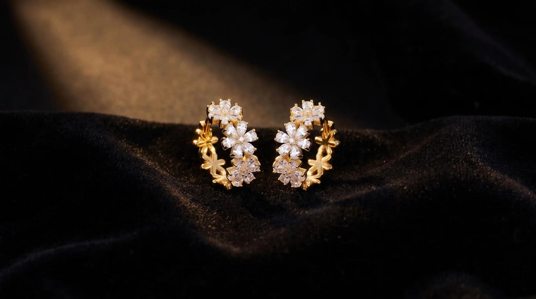Crystal Flower Retro Ear Cuffs