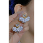 Crystal Flower Shell Petal Stud Earrings
