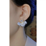 Crystal Flower Shell Petal Stud Earrings
