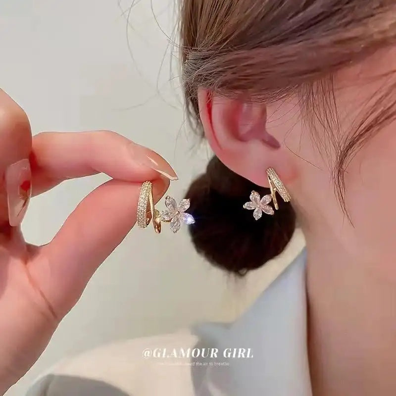 Crystal Flower Stud Earrings