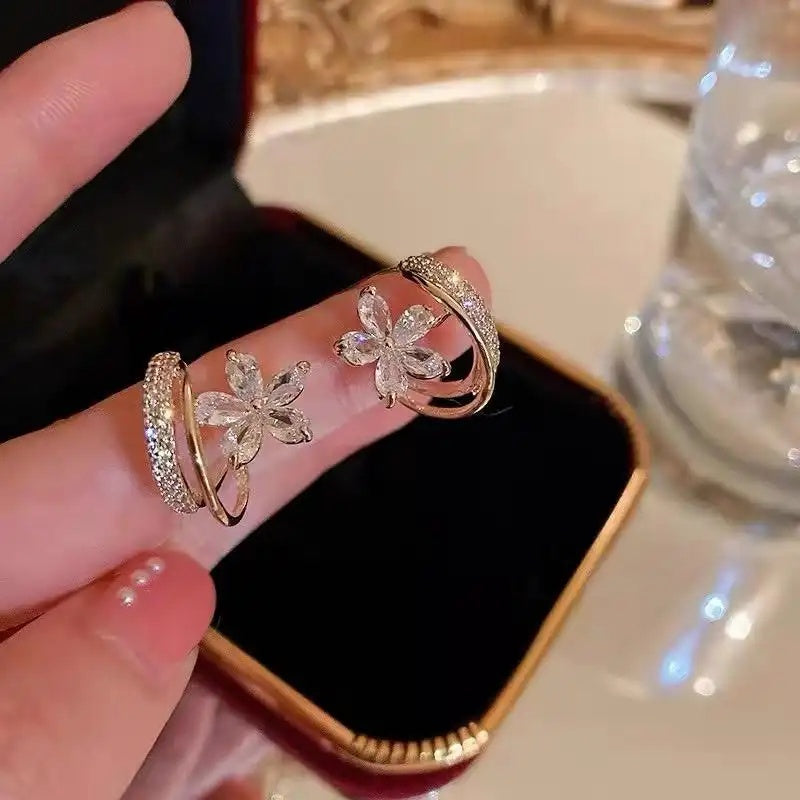 Crystal Flower Stud Earrings
