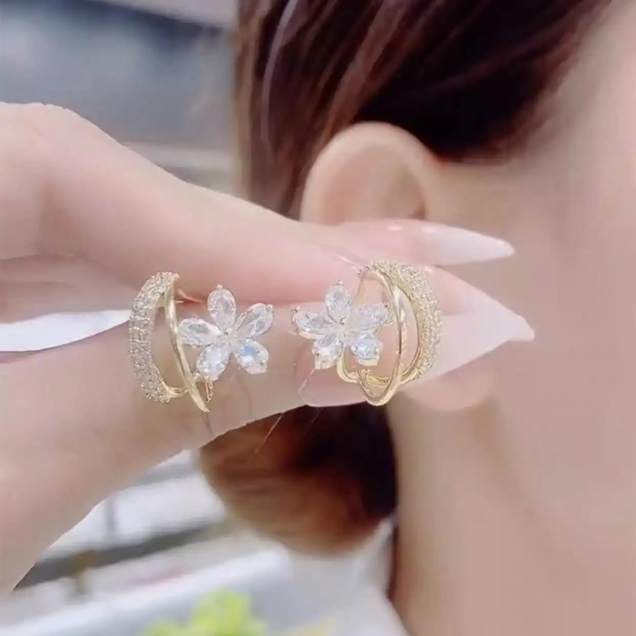 Crystal Flower Stud Earrings