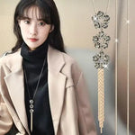Crystal Flower Tassel Long Necklace
