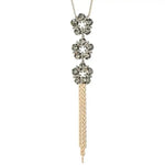 Crystal Flower Tassel Long Necklace