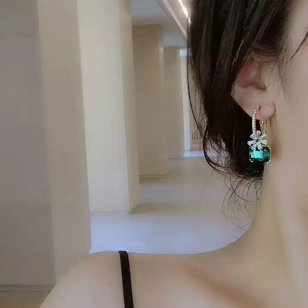 Crystal Flower Vintage Ear Hoop Earrings