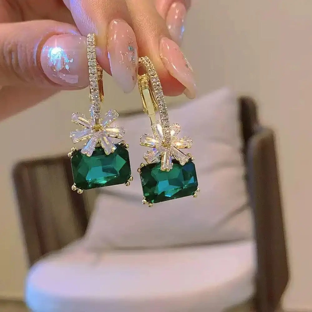 Crystal Flower Vintage Ear Hoop Earrings