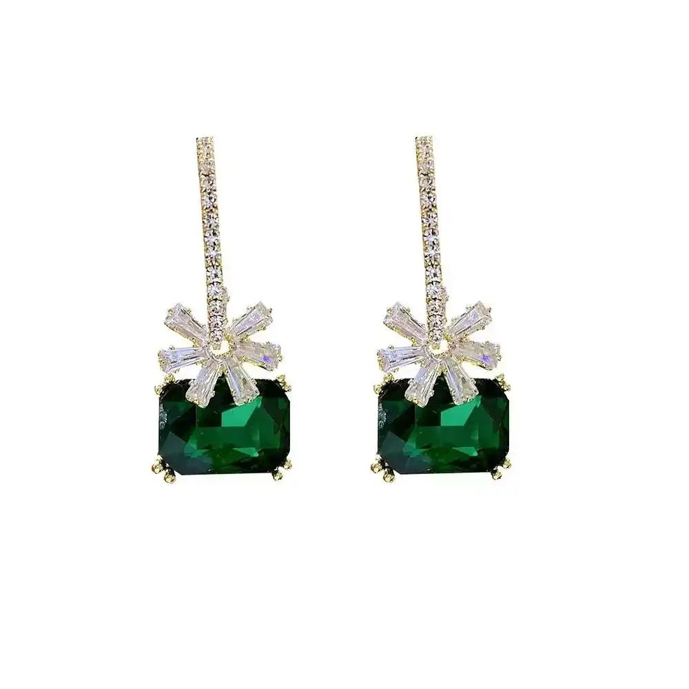Crystal Flower Vintage Ear Hoop Earrings