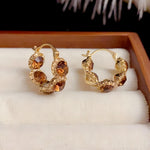 Crystal French Vintage Round Hoop Earrings