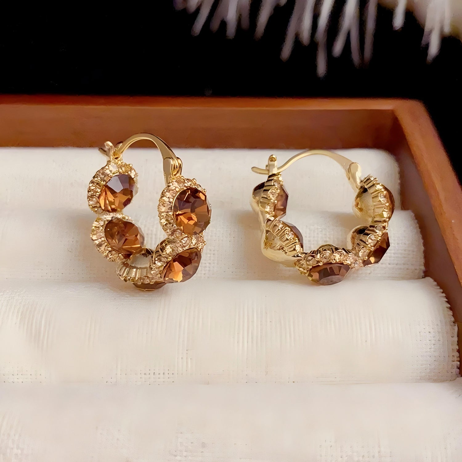 Crystal French Vintage Round Hoop Earrings