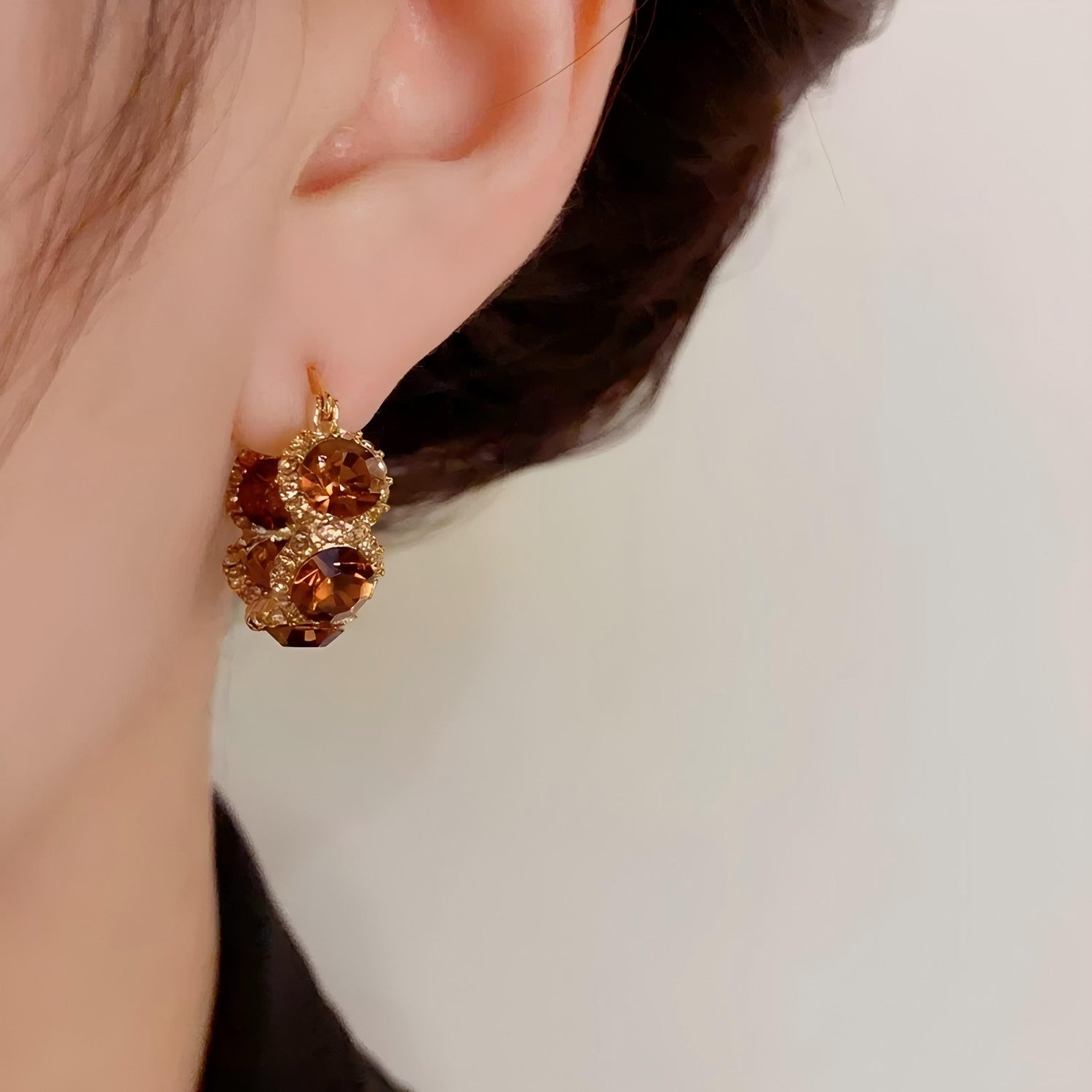 Crystal French Vintage Round Hoop Earrings