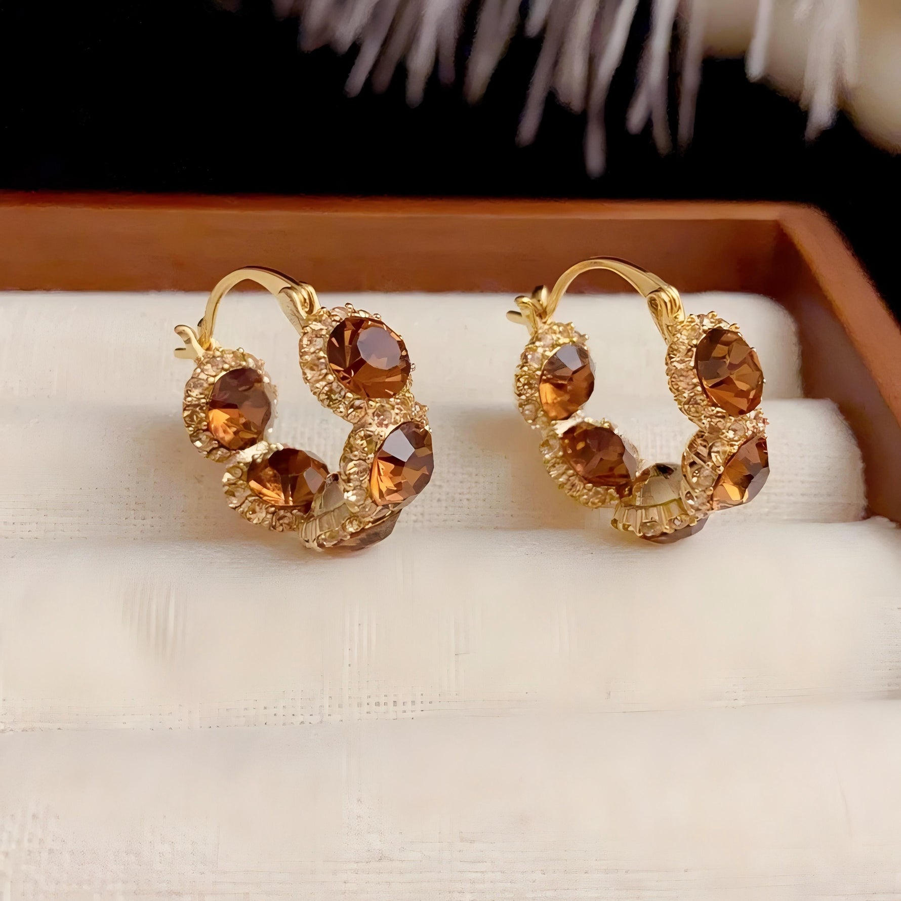 Crystal French Vintage Round Hoop Earrings