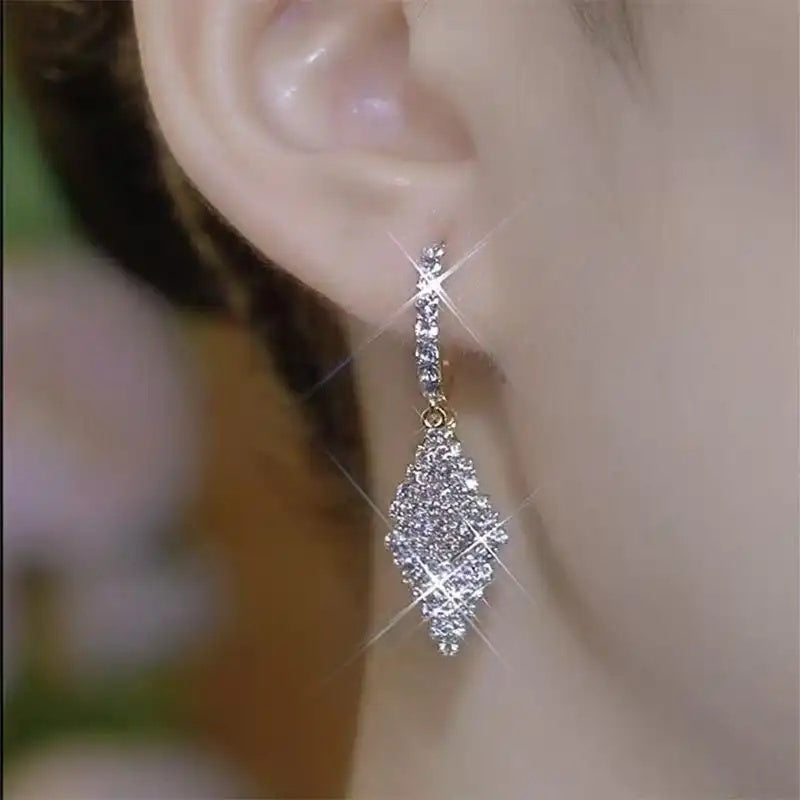 Crystal Geometric Rhombus Earrings