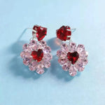 Crystal Goddess Pink Heart Earrings