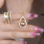 Crystal Gourd Tassel Pendant Necklace