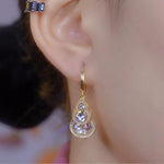 Crystal Gourd Teardrop Drop Earrings