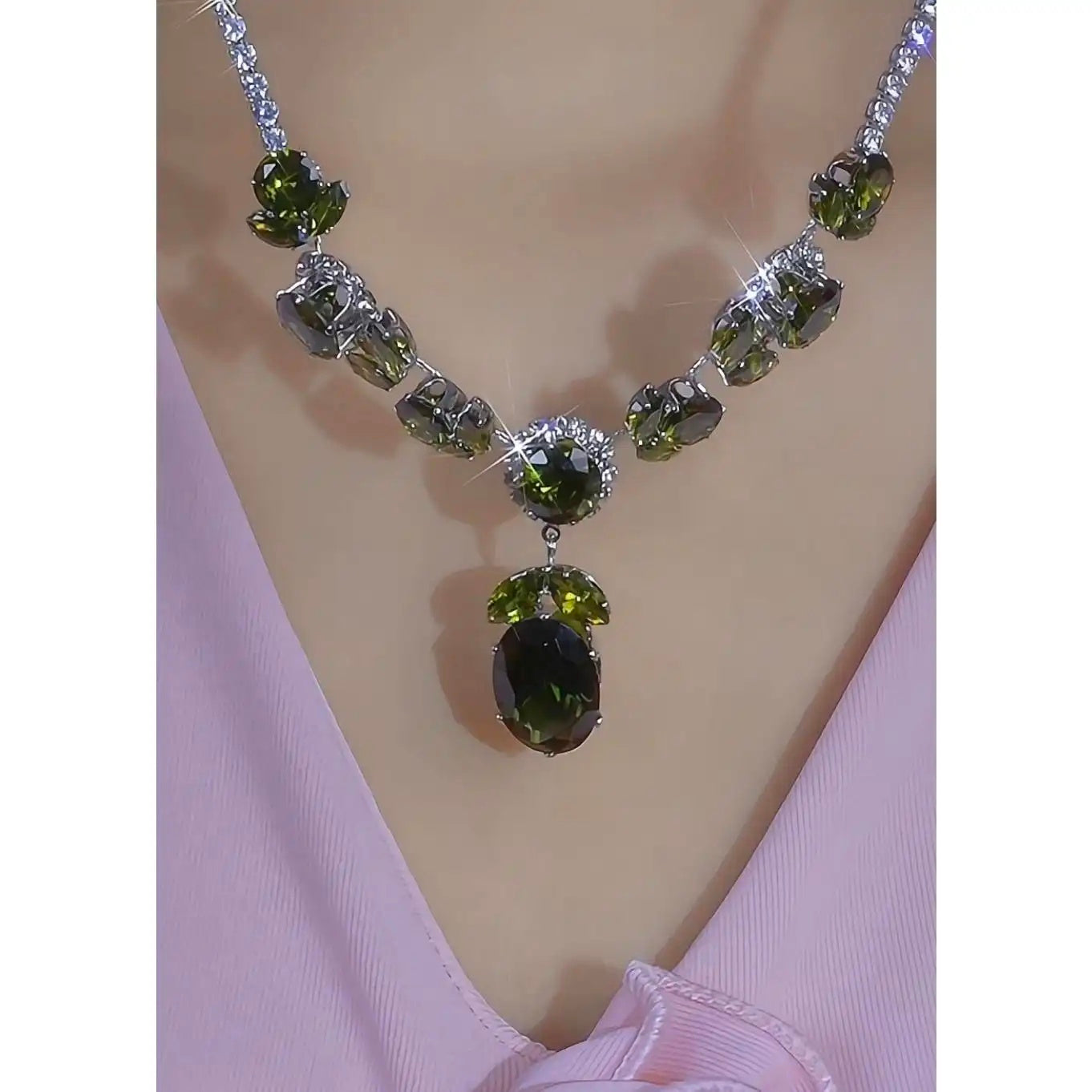 Crystal Green Gemstone Jewelry Set