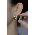Crystal Green Hoop Earrings